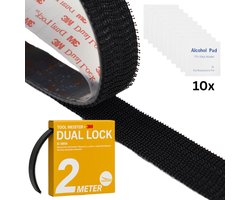 3M Dual Lock – 2 Meter – Heavy Duty Klittenband Zelfklevend – Dubbelzijdig Velcro Tape - Zwart - SJ3550CF