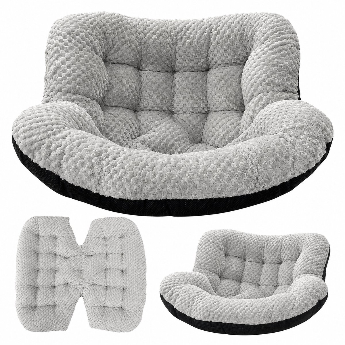 Seth Select Eierschommel Kussen – Fluwelen Vervangkussen voor Hangstoel & Rieten Eierstoel – Zacht, Warm & Comfortabel – Grijs