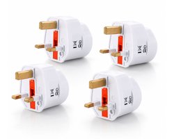 4x Reisstekker Type G – Wereldstekker UK – Reisadapter Engeland, Verenigd Koninkrijk & Ierland – Compacte Stekkeradapter