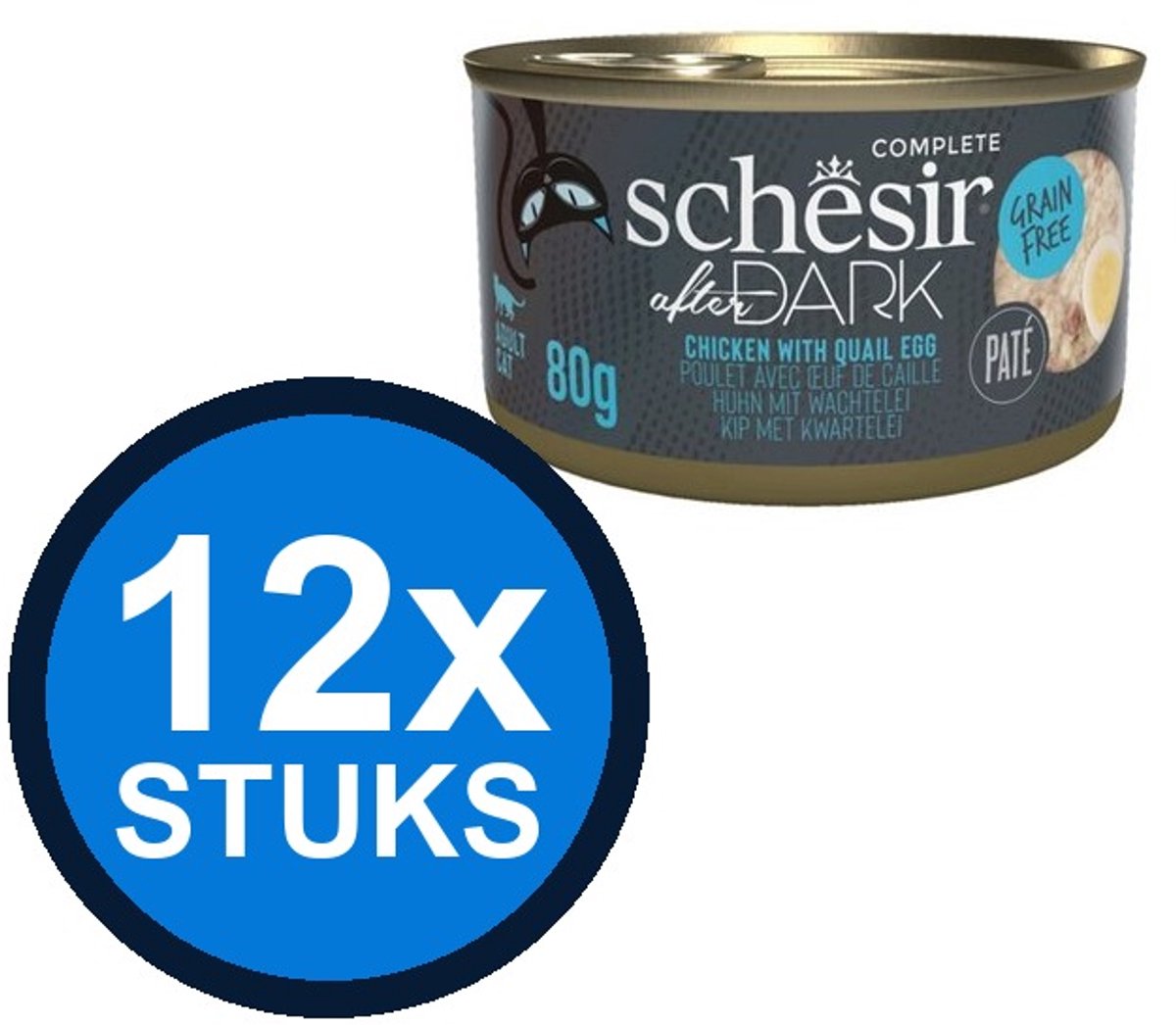 12x Schesir After Dark - Kip & Kwartelei Paté - Kattenvoer Natvoer - 80g