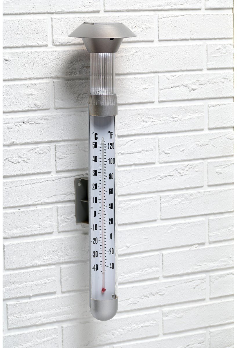 Grundig Solar Lamp en Thermometer - Ø12,5 x 97cm - LED Tuinverlichting op Zonne Energie - Prikspot