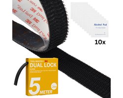 3M Dual Lock – 5 Meter – Heavy Duty Klittenband Zelfklevend – Dubbelzijdig Velcro Tape - Zwart - SJ3550CF