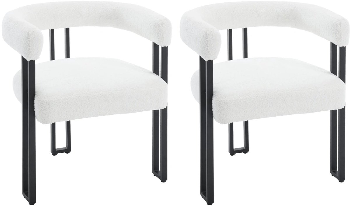 Klarven Eetkamerstoelen Chenille Crème - Eetkamerstoelen Set Van 2 - Dining Chairs - Comfortabel En Stevig, Ergonomisch Ontwerp, Draagvermogen Tot 150 Kg - B61,5xd51,5xh72cm