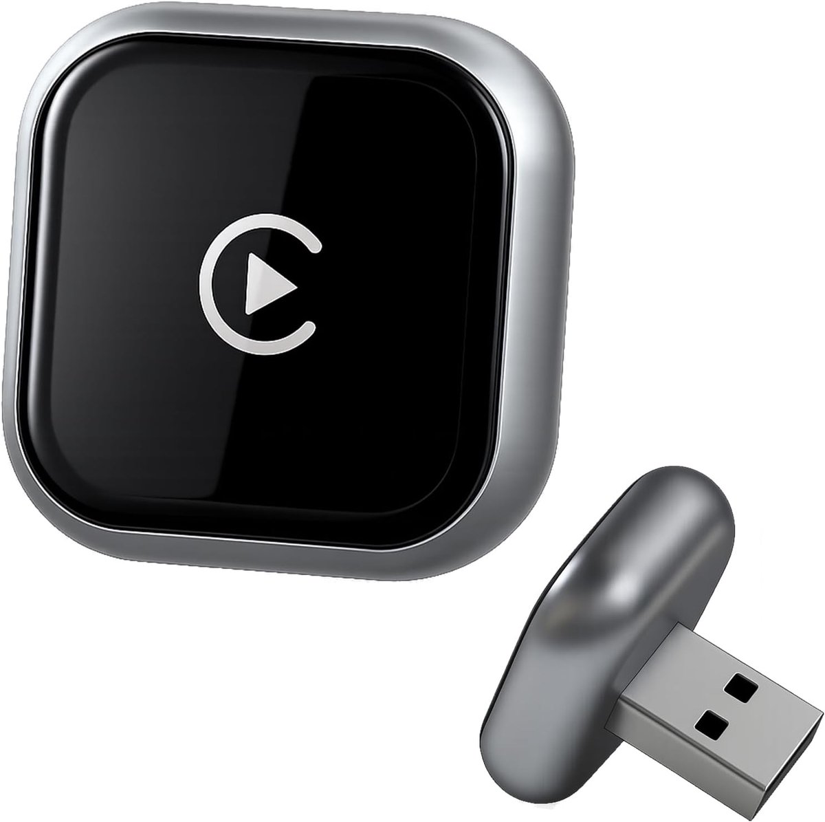 Mini draadloze CarPlay-adapter, zilvergrijs - Compacte draadloze autoplay-adapter voor Android Auto, snel automatisch verbinden, upgrade bedrade CarPlay naar draadloos 2026 upgrade