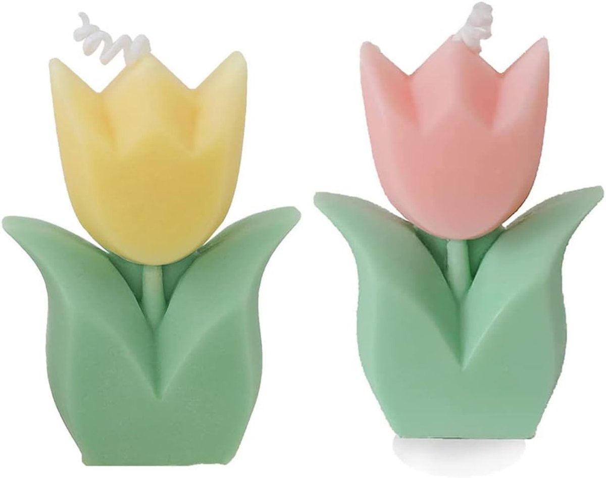 Kunsttulpen - Set van 2 - Modern - Roze en Geel
