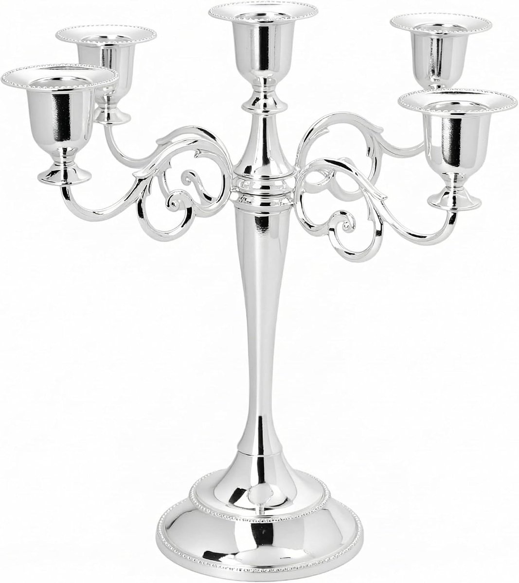 Kandelaar - 27 cm - Aluminium - Modern - Met LED - Zilver