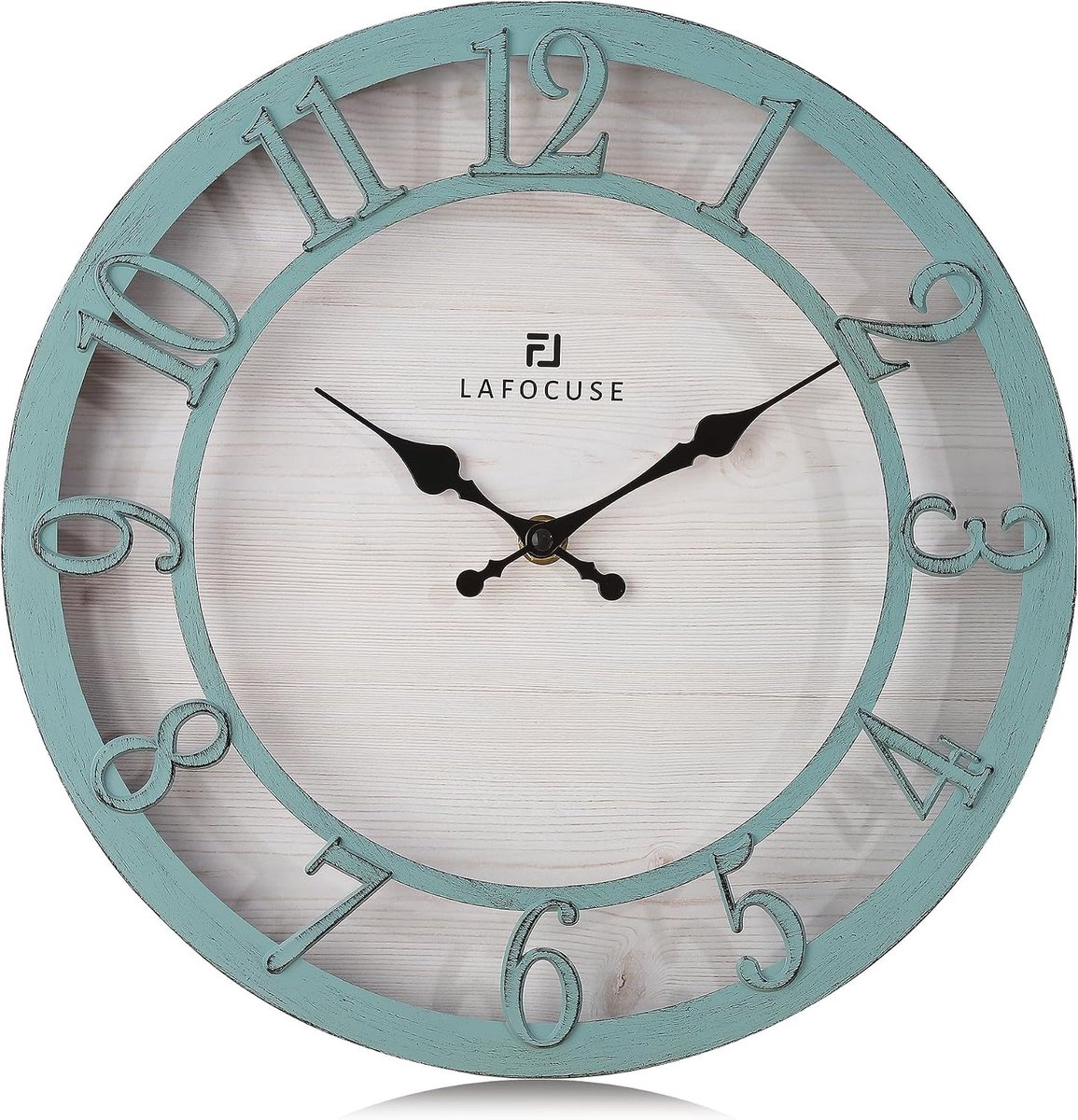 Wandklok - Circa 30 cm - Hout - Retro - Met LED - Groen en Petrol