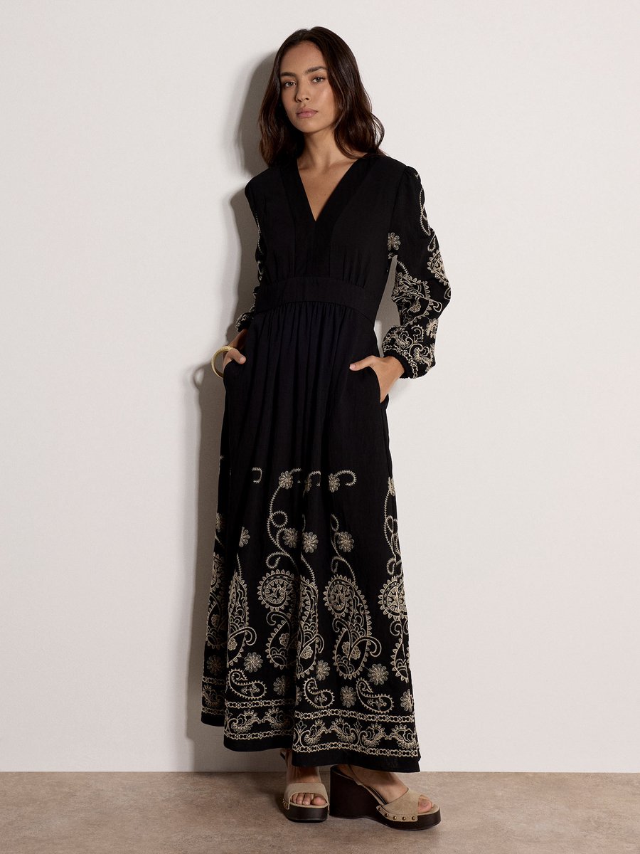 Maxijurk met Paisley-borduursel