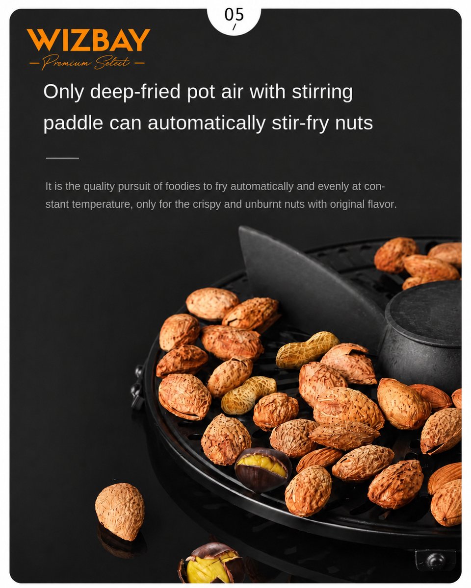 WizBay Premium Select Visual Airfryer met Glazen Inkijk 8L - afbeelding 3
