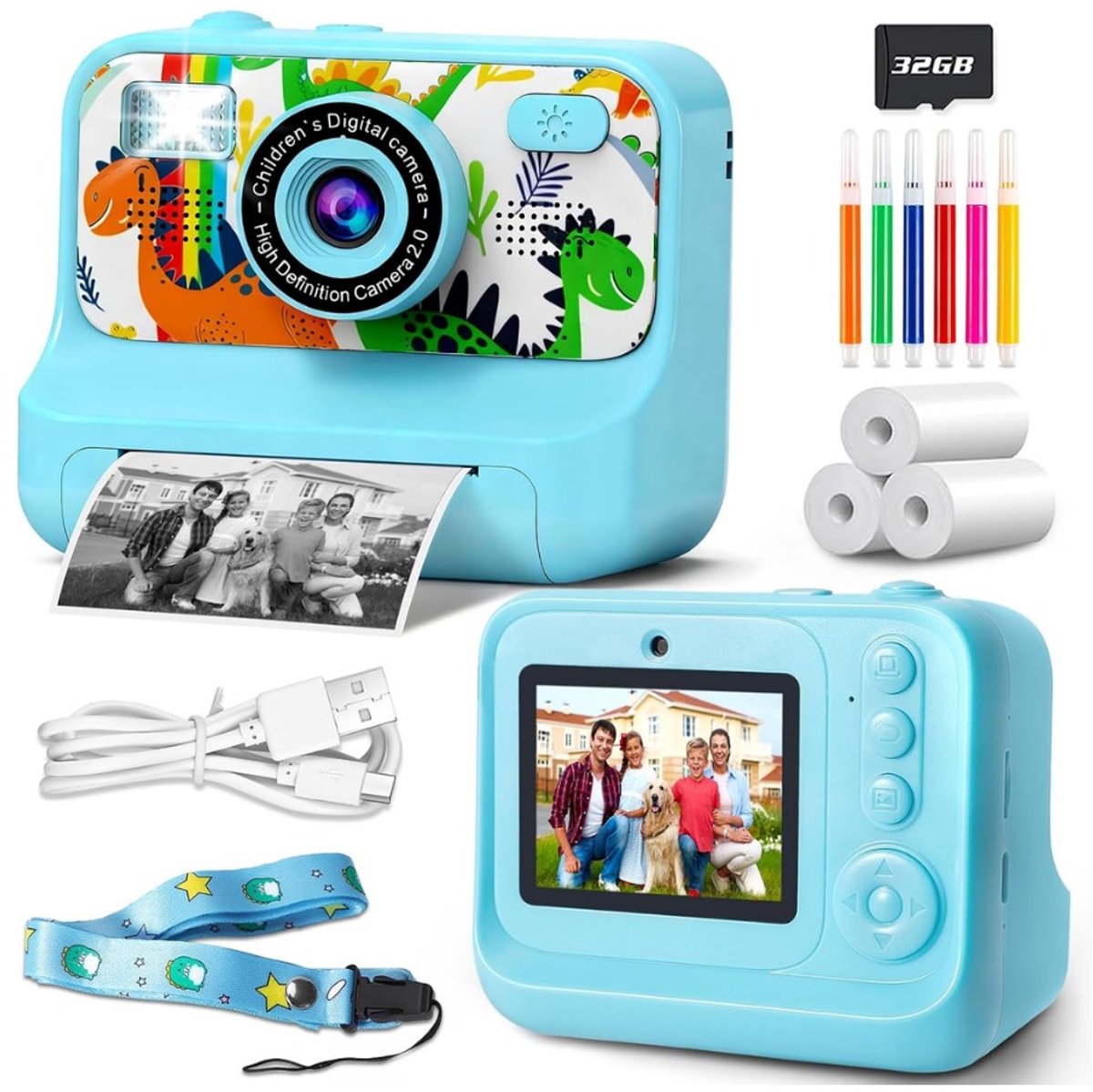 DYVNS® Instant Kindercamera - Digitale Camera - Voor Kinderen - Foto en Video - Blauw