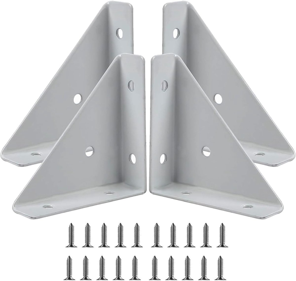 Set van 4 metalen hoekverbinders met 20 schroeven voor meubels, 90 graden hoekconnector voor houten meubels, bureau en bedranden