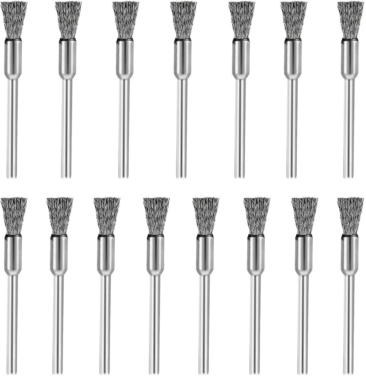 Set van 15 Mini Draadborstels voor Boormachine - RVS Polijstborstels en Messing Borstels voor het Verwijderen van Roest, Vuil en Corrosie