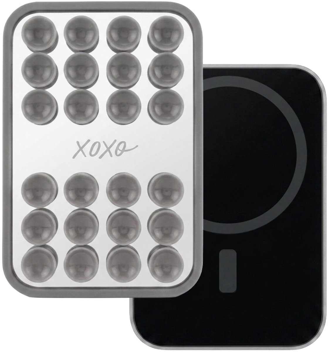 xoxo Wildhearts telefoonmagneet zuignap - Stick On Me Selfiesticker TikTok - Telefoon magneet - geschikt voor MagSafe Apple iPhone 12 / 13 / 14 / 15 / 16 / 17 / 18 / Mini / Pro (Max) / Plus / Air - Magnetisch - Vierkant - Zilver