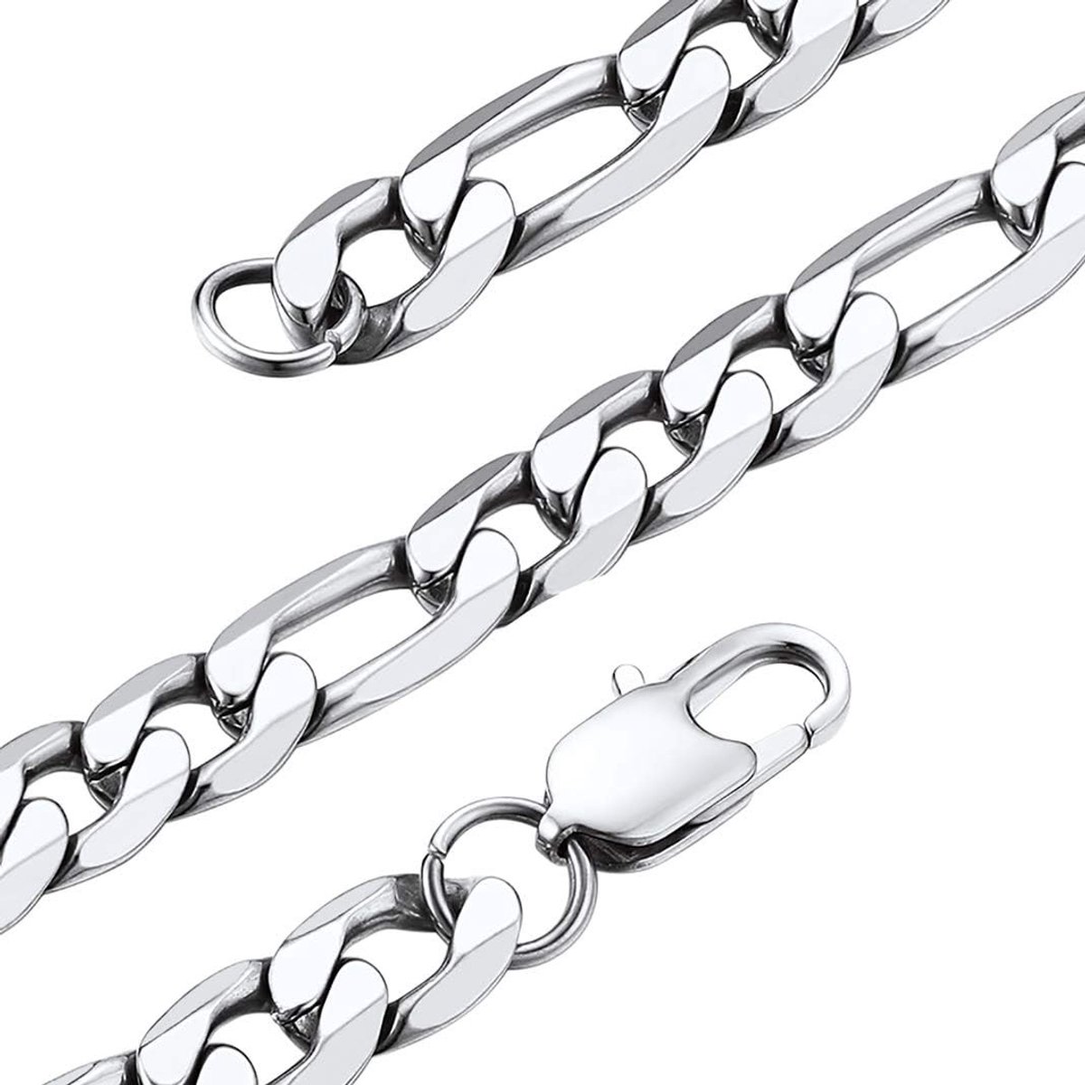Figaro Ketting van 316L RVS voor Mannen en Vrouwen, Hip Hop Sieraad met Cadeaubox, Verkrijgbaar in Diverse Lengtes en Stijlen