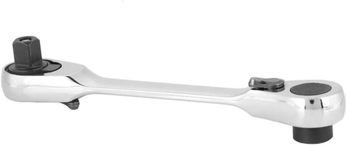 Mini-ratelsleutel 1/4 inch met 72 tanden, zeskantbit, inbussleutel, lock socket - 107 mm - Onderhoudsgereedschap met Quick Release