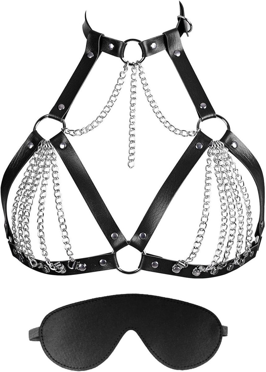 Vrouwen Lichaam Keten met Oogmasker, Verstelbare Lengte, Sexy Accessoires voor Feest en Club, Unieke Metalen Ornamenten