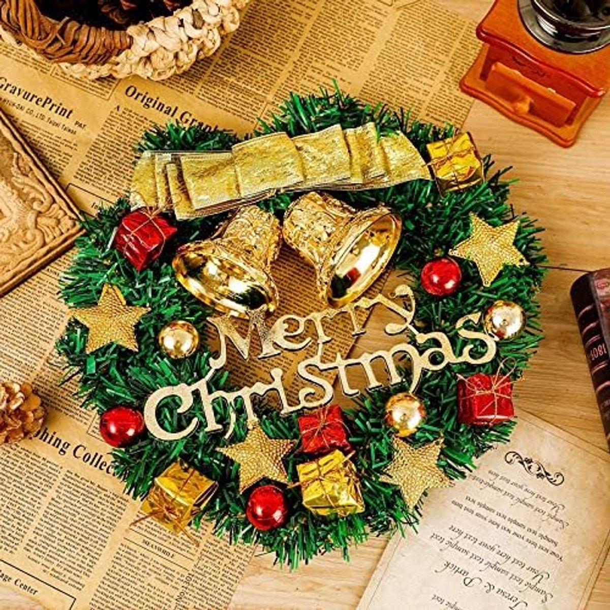 Casalora Kerstkrans - 30 cm - Imitatiekerstkrans - Geschikt voor etalages, deuren en kerstversiering in winkelcentra.