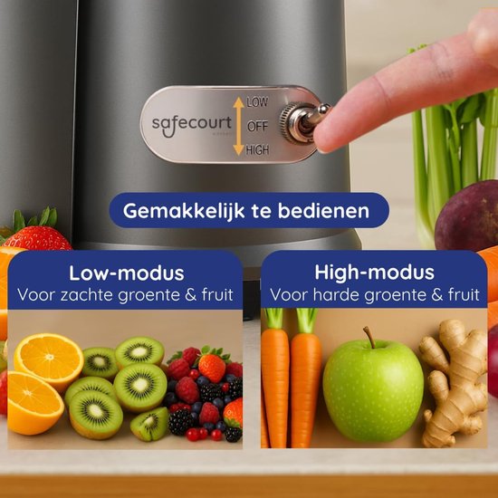 Keuken Sapcentrifuge - Slow Juicer - Gezond Sap Maken - Extra Grote Vulopening - 1200 Watt - Zwart — afbeelding 5