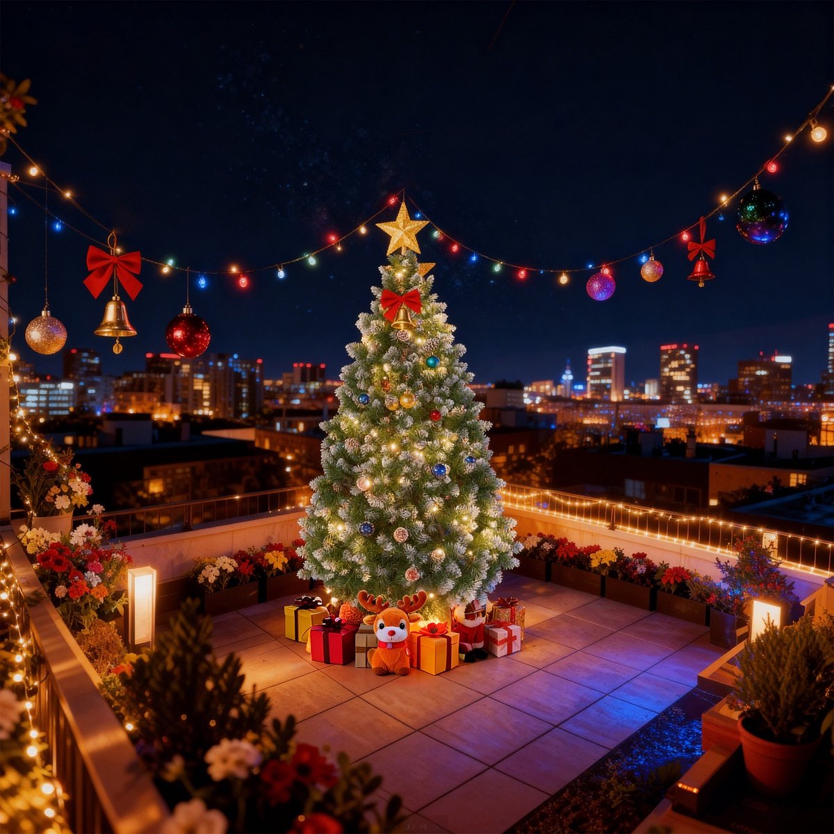 Kunstkerstboom 240 cm met LED Verlichting - Brandvertragend PVC - met Sneeuw en Dennenappels - Metalen Voet - Kerstdecoratie voor Huis en Etalage - NAIZY – foto 4