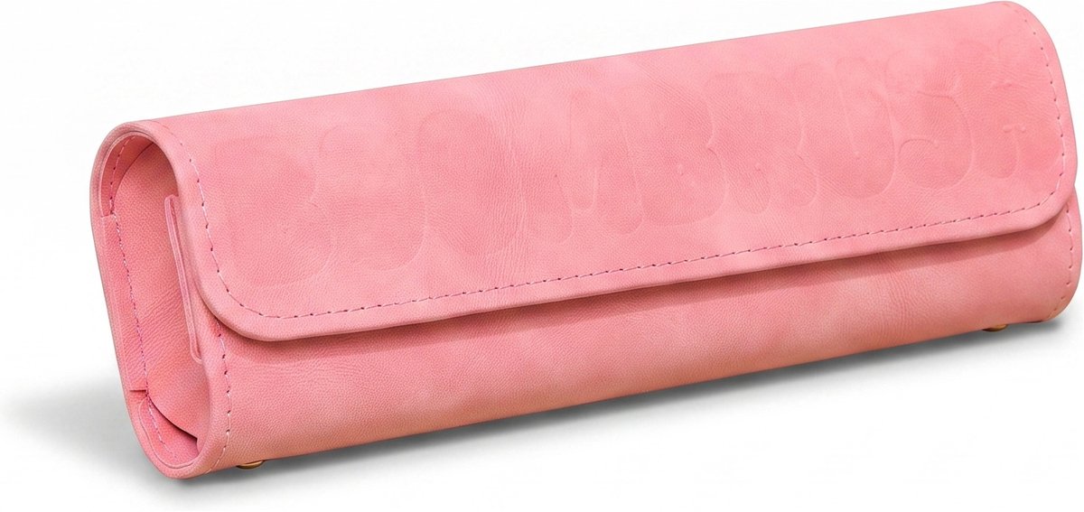 BOOM Travelcase - Vegan Leer - Opbergetui voor Elektrische Tandenborstel - 21x6x3,5 cm - Magneetsluiting - Waterafstotend - Roze