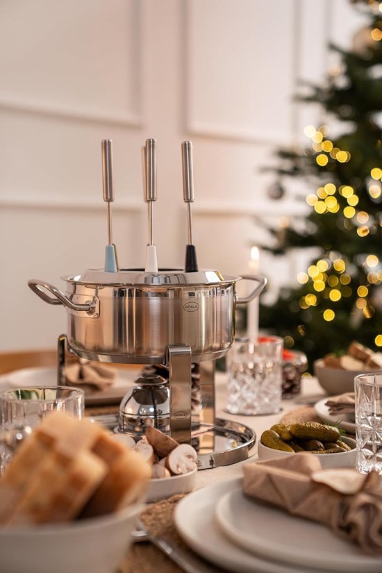 Fondueset 6 personen - Fonduepan met brander - Gezellig Tafelen - Krachtige gasbrander - 20 cm pan - Zilverkleurig — afbeelding 5