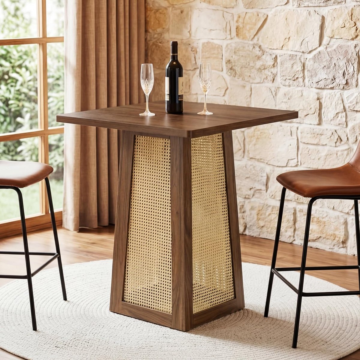 Tribesigns Vierkante Bartafel - 80 x 80 x 95 cm - Vierkant hoge tafel - Voor thuisbar, woonkamer, bistro, koffiehoek, kleine ruimte - Rustiek Bruin