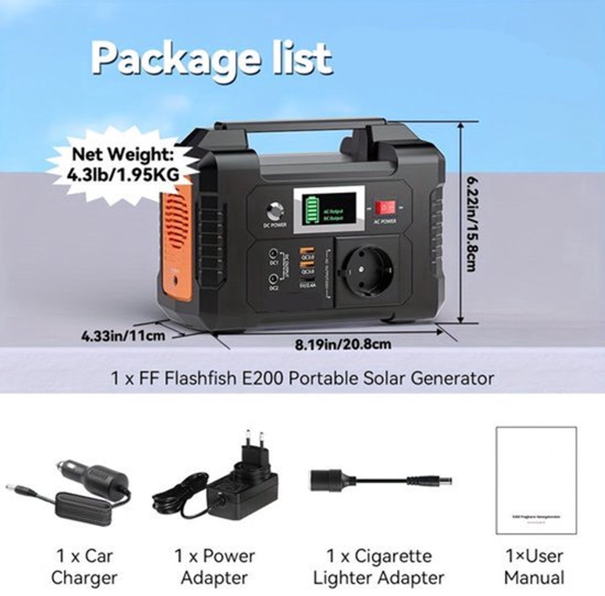 Powerstation – Draagbare Batterij – Mobiele Accu – Camping Generator – 151Wh Batterij – 200W AC Uitgang