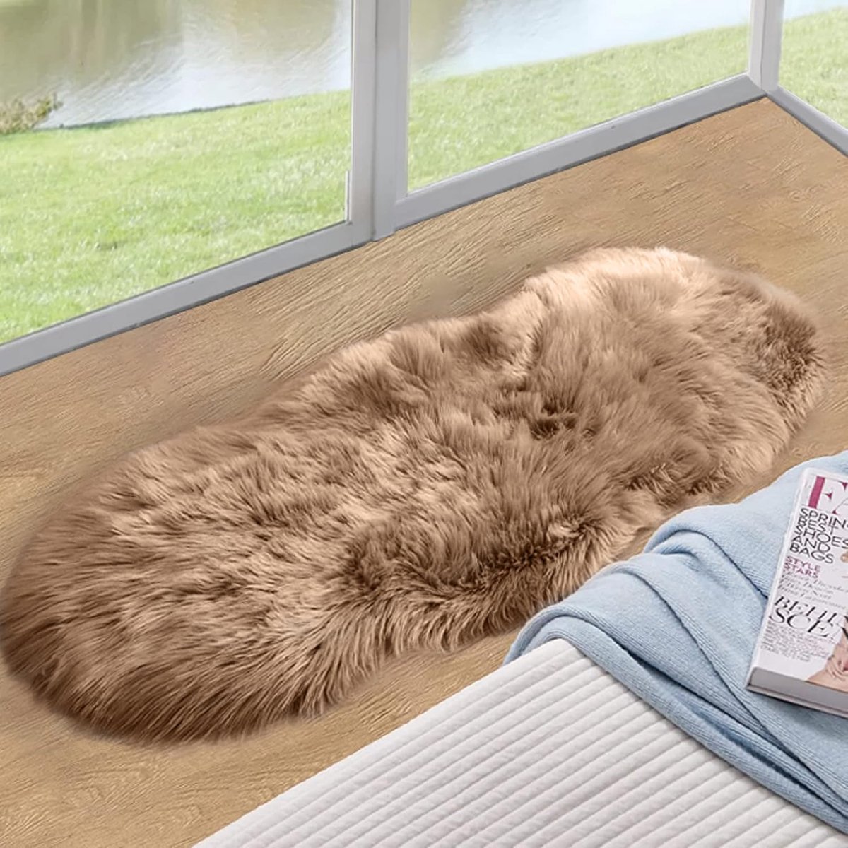 Vloerkleed - 60 x 120 cm - Hoogpolig - Antislip - Beige