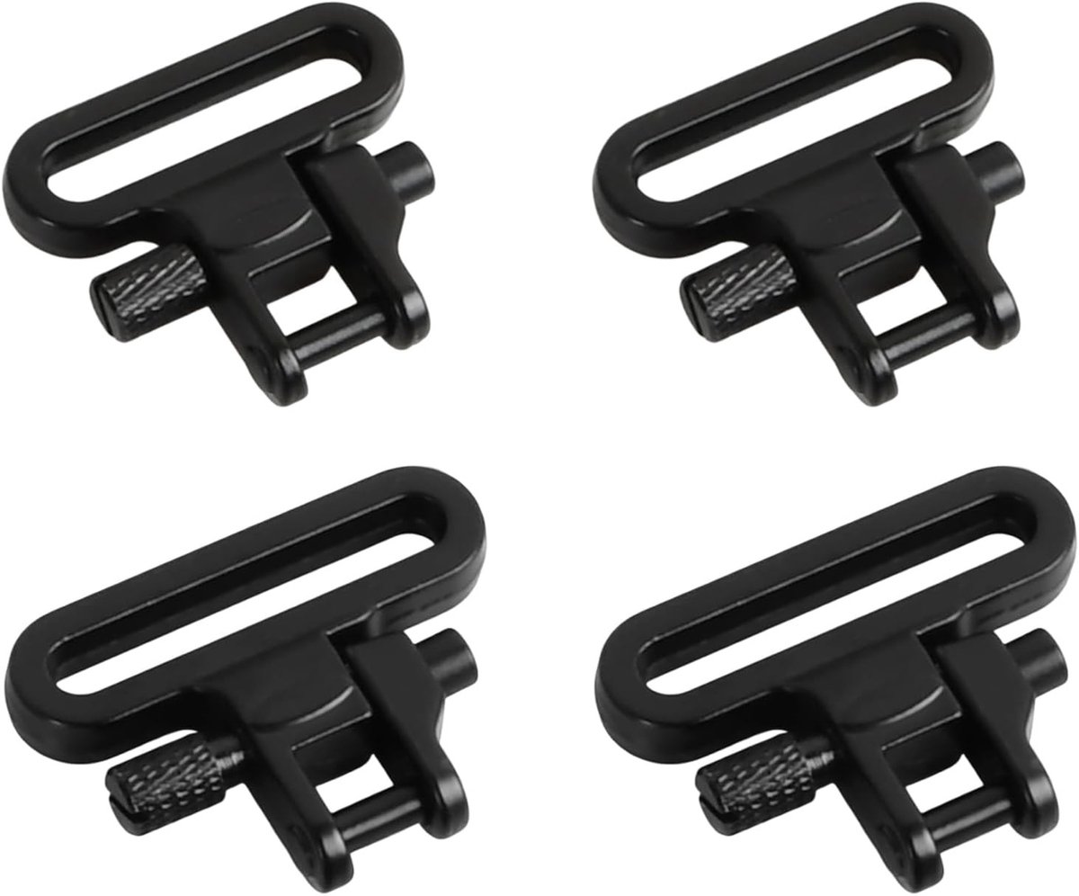 Robuuste draaikoppeling met snelle ontgrendeling, 4 stuks, geschikt voor standaard houders voor riemen en bifeet, hoge veiligheid en eenvoudige installatie, zwart, 27/34 mm, ideaal voor professioneel gebruik en accessoires.