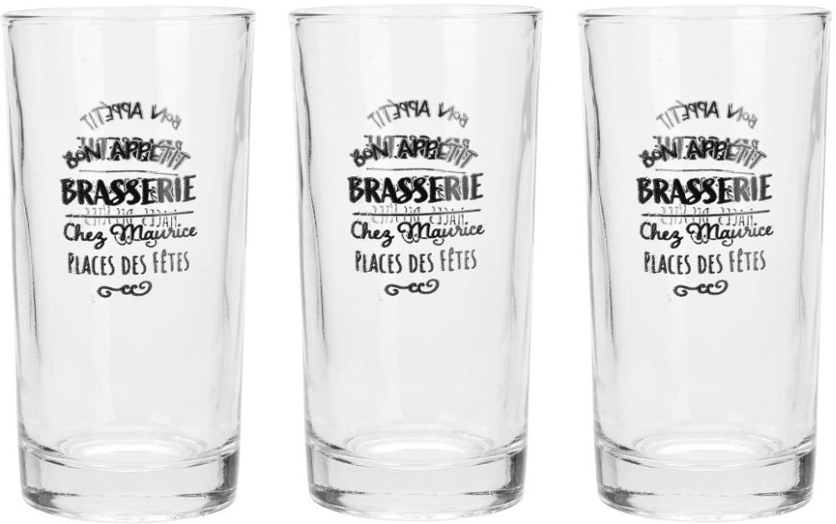 Set van 3 water- en frisdrankglazen, 300 ml