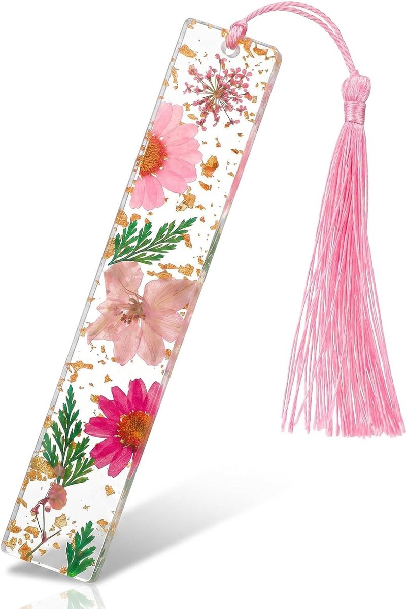 Persoonlijke Boekenlegger met Gedroogde Bloemen en Kwastje - Perfect Cadeau voor Lezers, Studenten en Docenten - Uniek en Handgemaakt Accessoire
