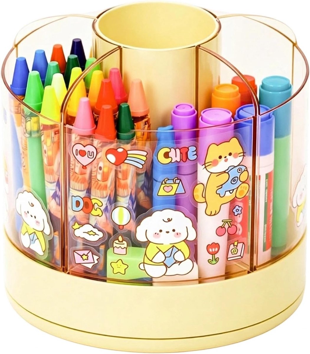 Praktische 6-Pocket Swivel Penhouder en Afneembare Bureau Organizer voor Efficiëntie en Ruimtebesparing