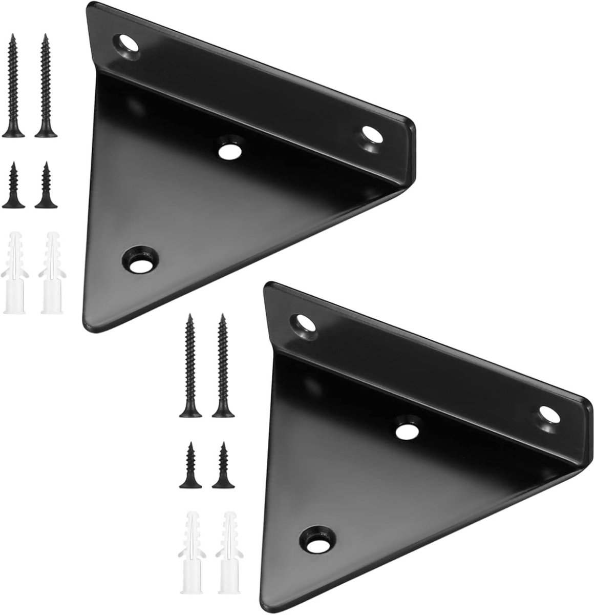 Set van 2 Zwevende Plankhouders, Onzichtbare Driehoekige Wandmontage, Stevige Metalen Wandbeugels voor Planken, Opbergruimte en Boekenkasten