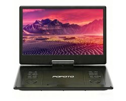 15,7 inch Draagbare dvd-speler met 14,1 inch HD draaibaar scherm, 6 uur oplaadbare batterij, ondersteuning voor Sync TV, USB, SD-kaart en meerdere schijfformaten, dubbele luidspreker