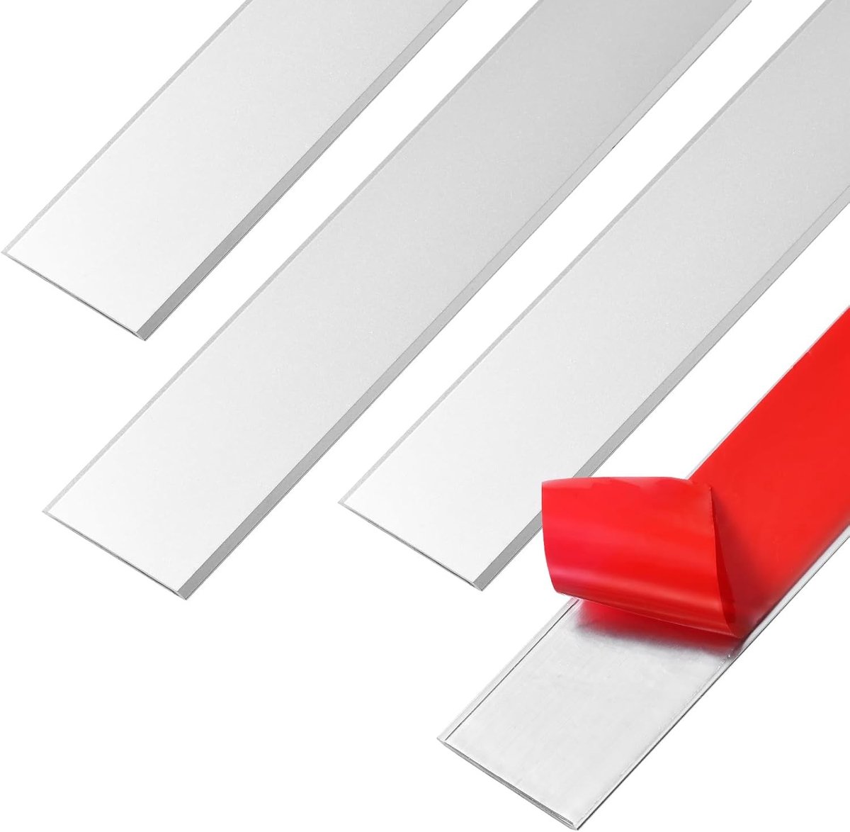 Aluminium Vloerovergangsstrip - Zelfklevende Drempelstrip voor Laminaat, Tegels en Vinyl - 4 Stuks voor Vloerverbindingen en Gatenopvulling (2 in x 3 ft)