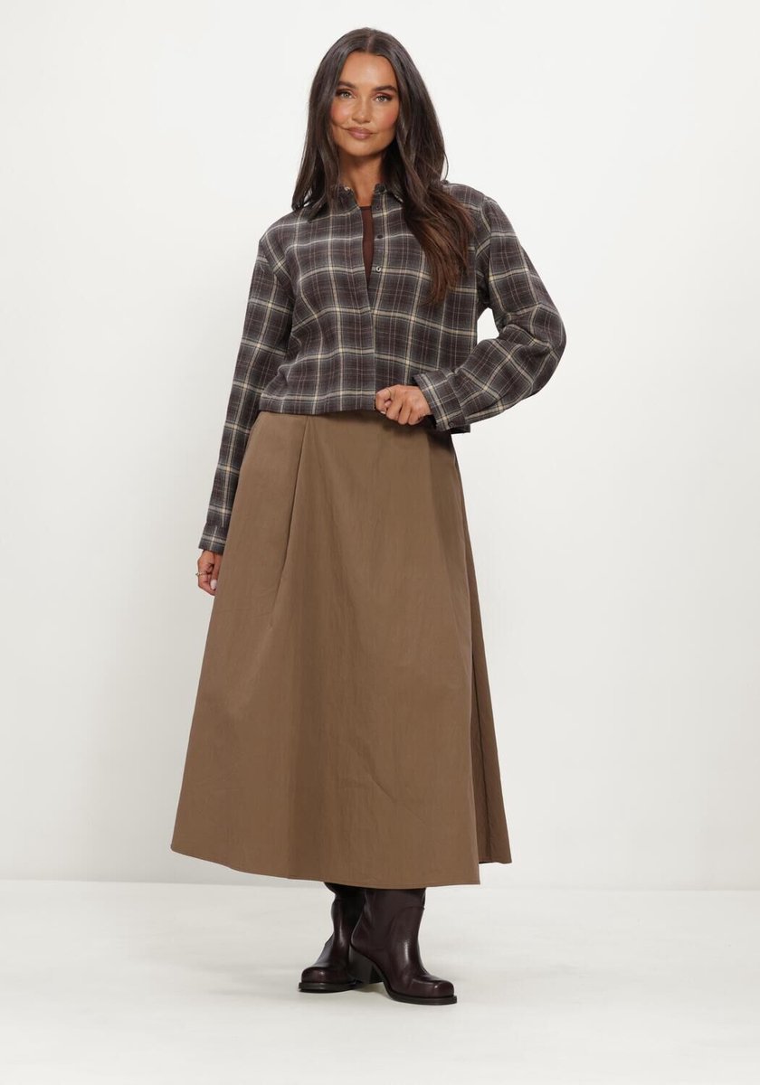 Minus Msrosea Midi Skirt Rokken Dames - Bruin - Maat 38