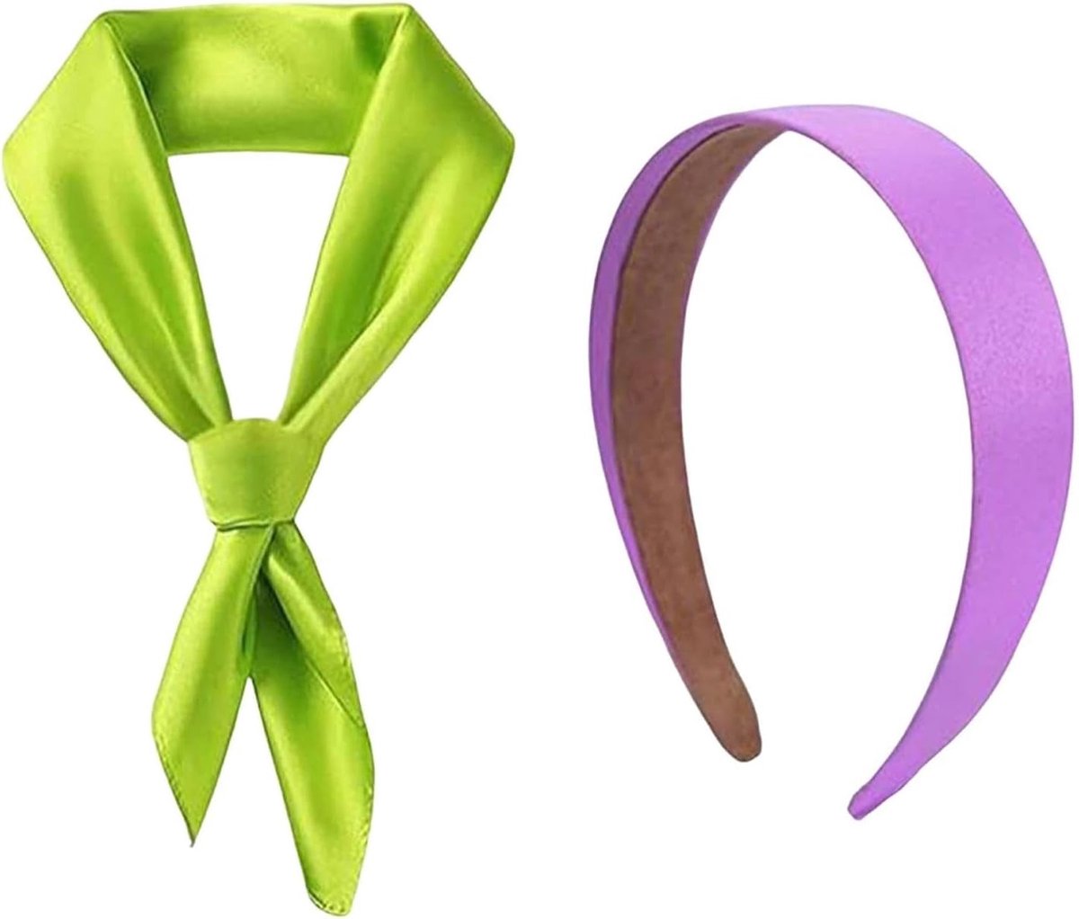 Paarse Haarband en Groene Sjaal, Halloween Kostuumaccessoires voor Vrouwen, Cosplay, Feestelijke Thema's en Fotografie, Set van 2 Stuks