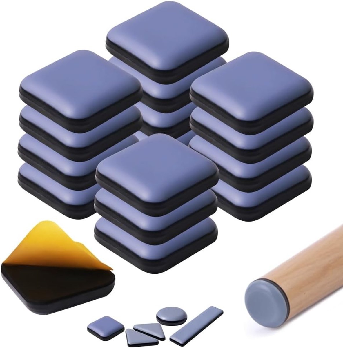 Zelfklevende Professionele Meubelglijders voor Vloeren en Tapijt - Rond en Vierkant (25 x 25 mm) - Duurzaam en Beschermend