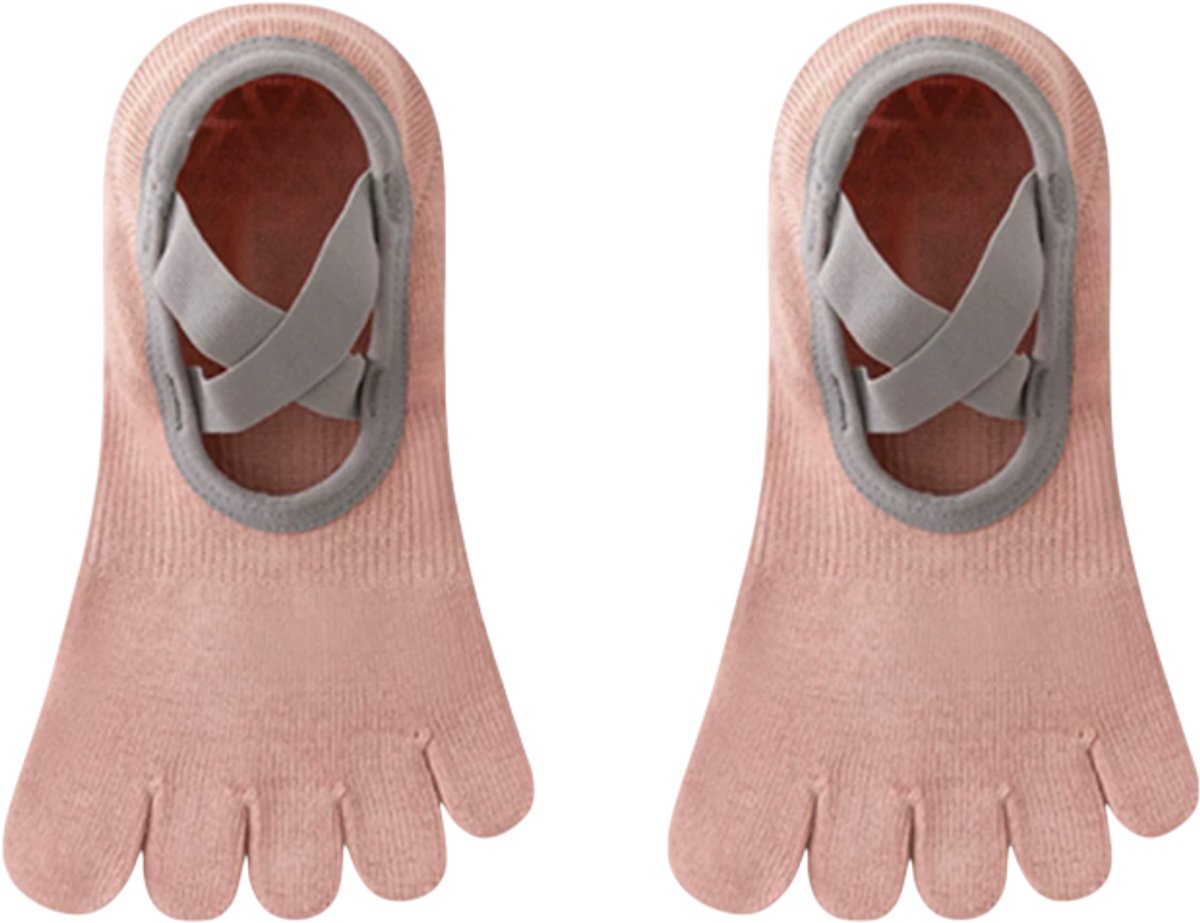 Pilates Sokken Antislip - Yoga Sokken met Tenen - Ballet Sok Dames - Roze