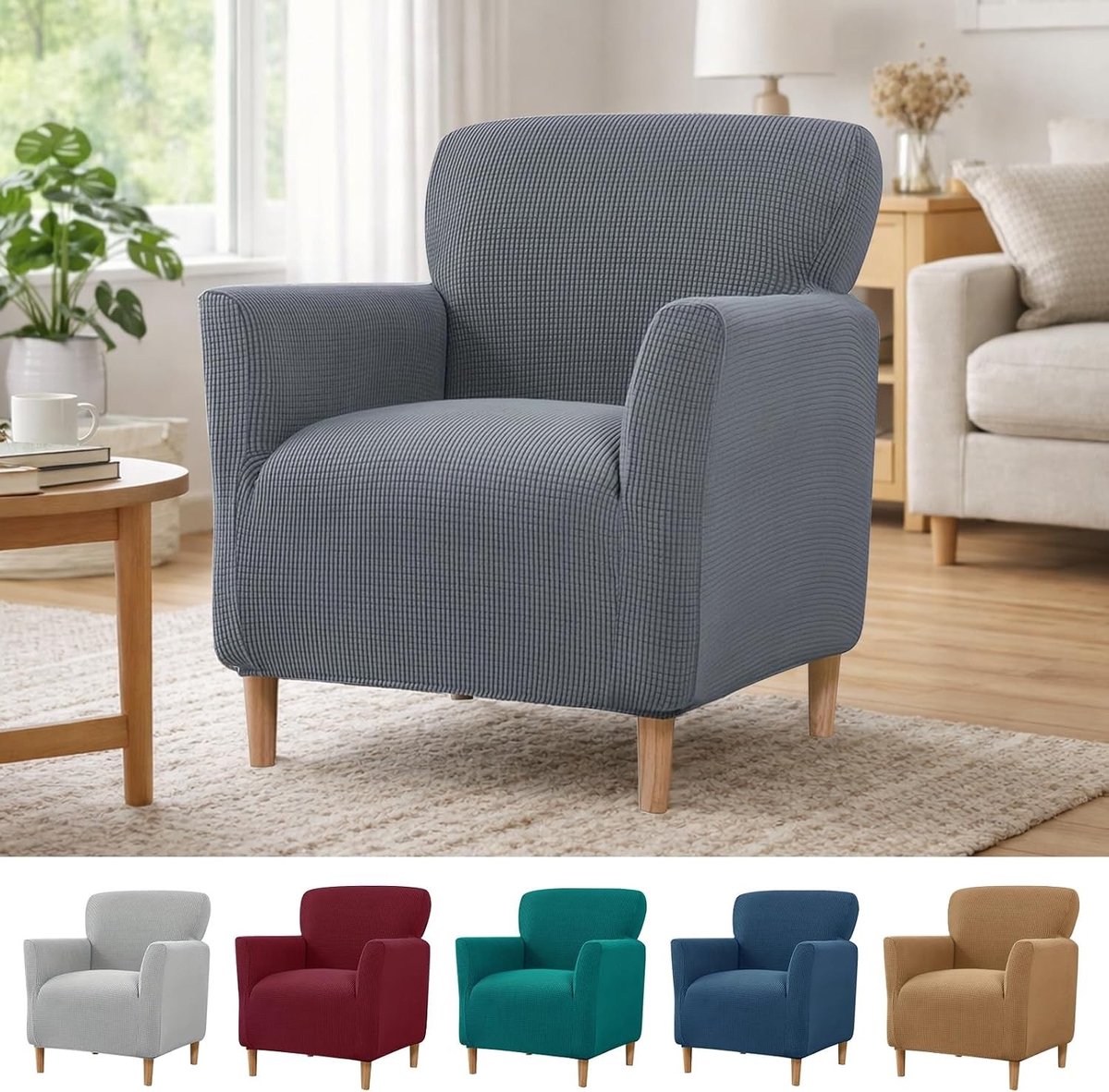 Verstelbare Stoelhoes voor 1-Zits Bank - Elastische Jacquard Sofa Cover - Universele Verwijderbare Bescherming voor Huisdieren in Donkergrijs