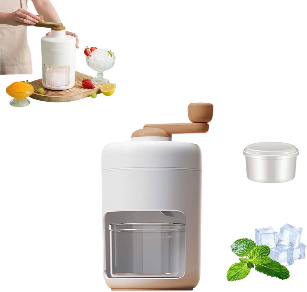 Mini-ijsschaver voor thuisgebruik, handmatige ijsmaker, draagbare smoothie-maker, ijscrusher voor buitenfeestjes (1 stuk)