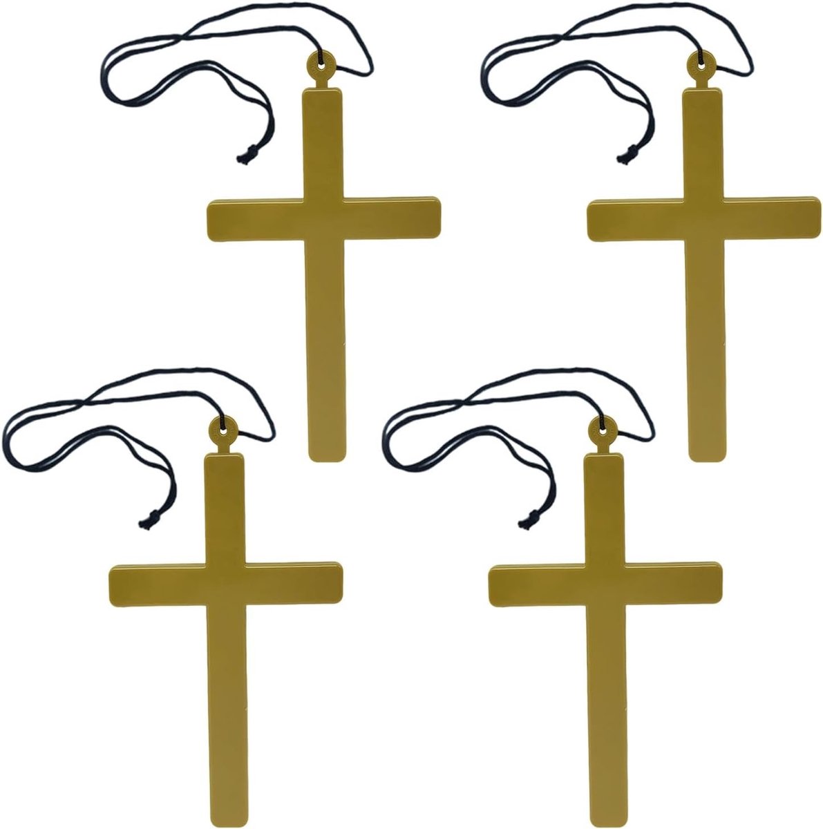 Kruis Hanger Set van 4 Stuks in Goud voor Nonnen Kostuum en Halloween Feestoutfits, Decoratieve Accessoires