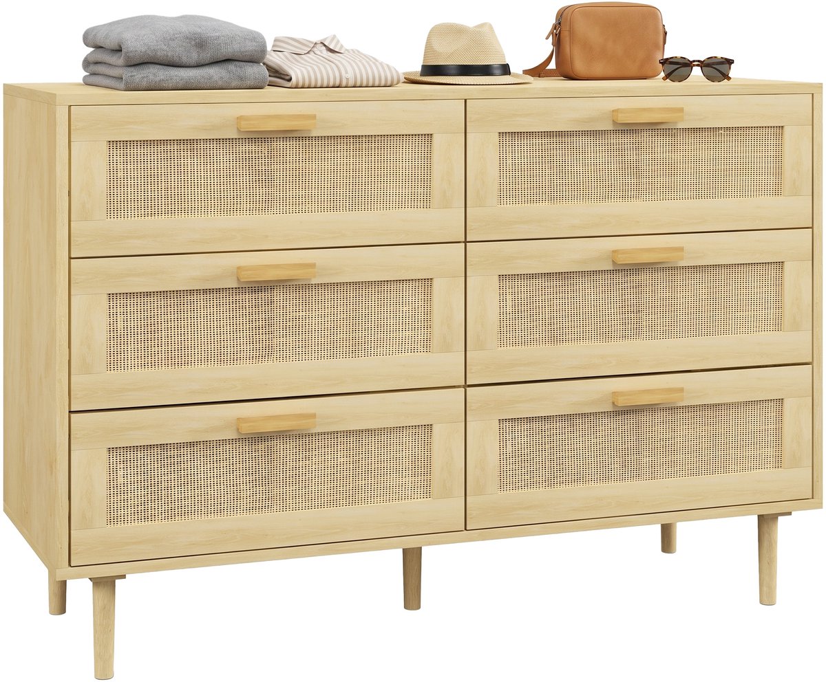 Homcom Ladekast - Spaanplaat - 110x40x75cm - Natuurlijk hout