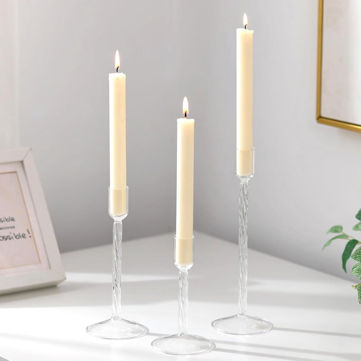 Decoratieve Glazen Kaarsenhouders Set van 3 - Elegante Kaarsenstandaards voor Thuisdecoratie