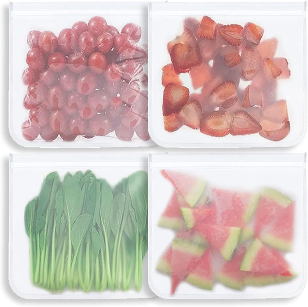 Set van 4 Herbruikbare Koeltassen, Grootformaat 27 x 28 cm, Dikke Afsluitbare Zak met Rits voor Koken, Fruit en Maaltijden, Vaatwasserbestendig