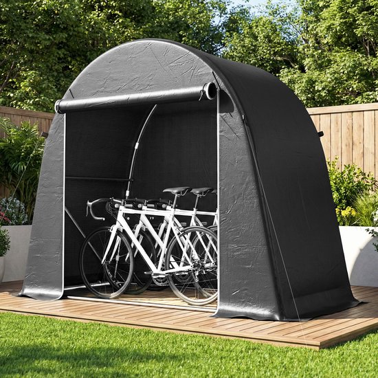 Outsunny Garden Storage Tent-Kunststof, gegalvaniseerd staal-245L x 120B x 200H cm-Donkergrijs van Merkloos — afbeelding 5