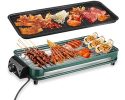 Tafelbarbecue - 2-in-1 elektrische grill - Dubbellaagse elektrische grillplaat - Binnenbarbecue -…