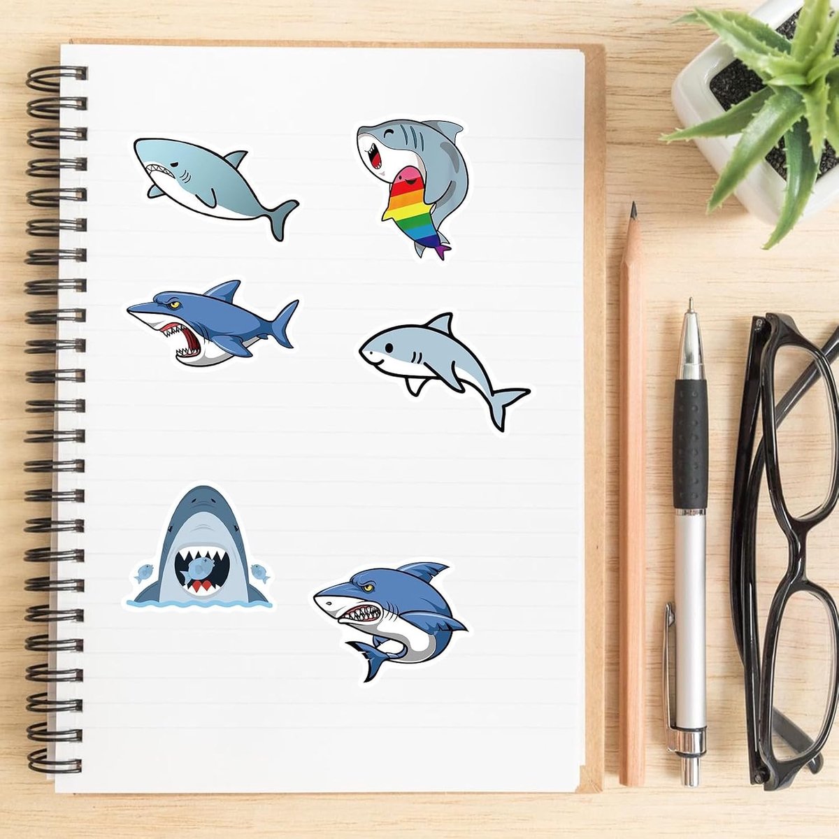 Set van 50 Waterdichte Graffiti Stickers met Zee Dieren voor Laptop, Fiets en Skateboard, Perfect voor Kinderen en Creatieve Projecten