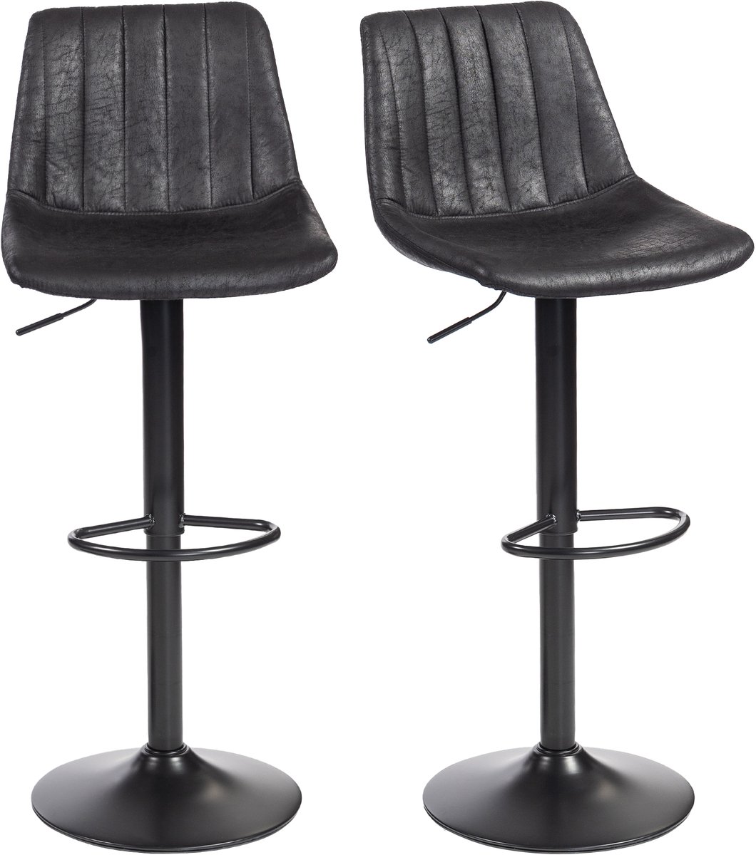 HOMCOM Barstool-Mikrofasertuch, Stahl-46,5L x 43B x 89-110H cm-Schwarz
