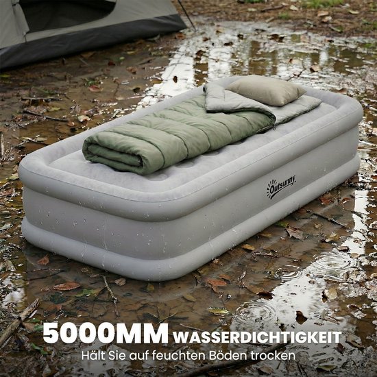 Outsunny Luchtmatras-Kunststof-190L x 97B x 39H cm-Grijs van Merkloos — afbeelding 2